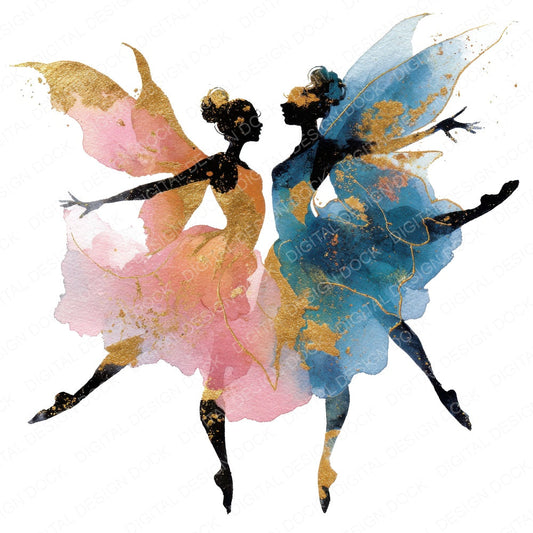 Fairies Dancing Rainbow fussy cut sheet in US Letter format showing all 12 designs on one printable page