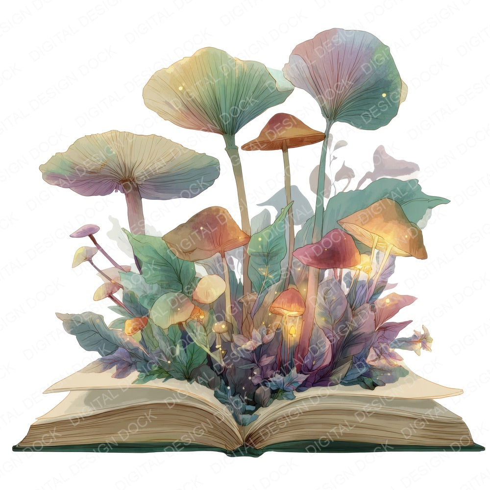 Fairy Forest Open Book fussy cut sheet in US Letter format showing all 12 designs on one printable page