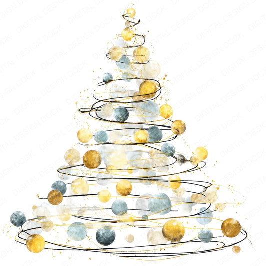 Fairy Light Christmas Tree fussy cut sheet in US Letter format showing all 12 designs on one printable page