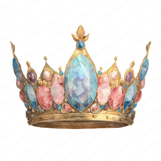Fairytale Crown fussy cut sheet in US Letter format showing all 12 designs on one printable page