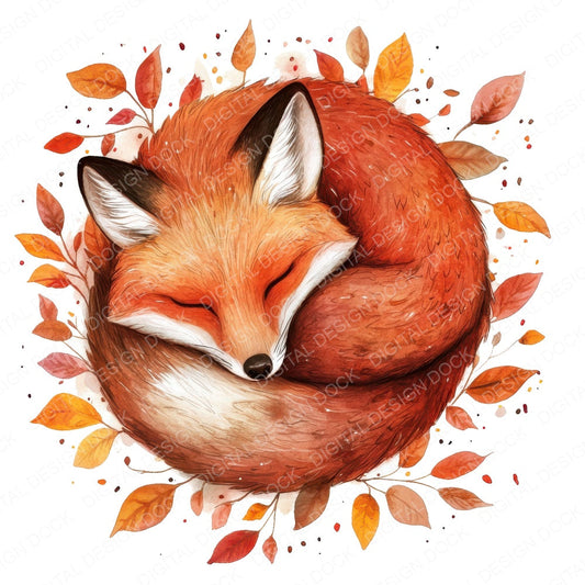 Fall Fox Leaves fussy cut sheet in US Letter format showing all 12 designs on one printable page