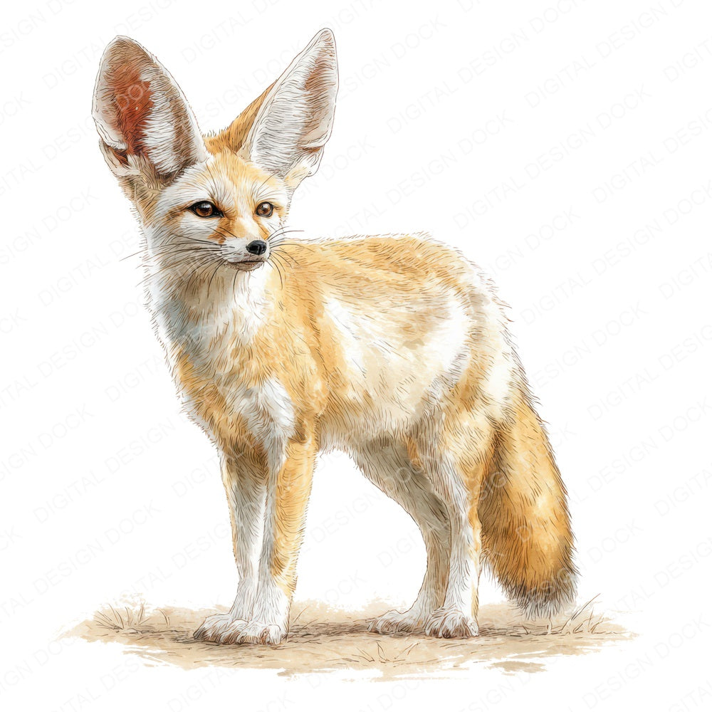 Fennec Fox Exotic Animal fussy cut sheet in US Letter format showing all 12 designs on one printable page