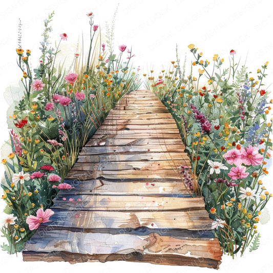 Floral Broadwalk fussy cut sheet in US Letter format showing all 12 designs on one printable page