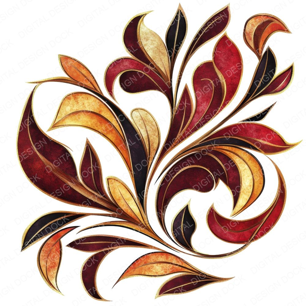 Floral Swirl Abstarct Clipart Set (DDD005431)