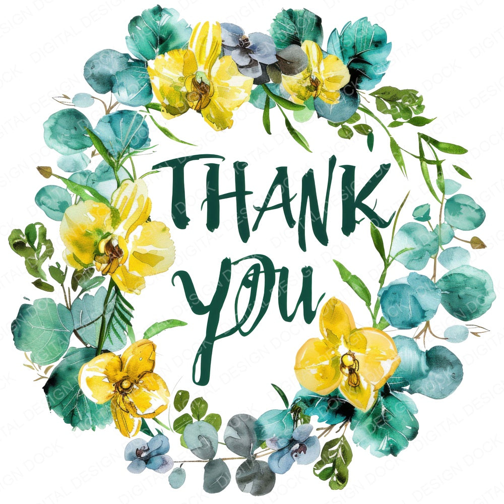 Floral Thank You Title fussy cut sheet in US Letter format showing all 12 designs on one printable page