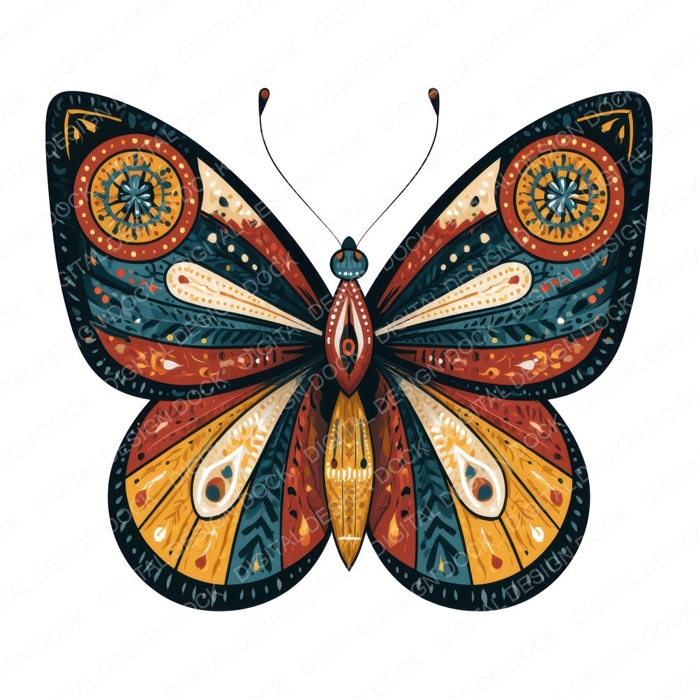 Folk Art Butterfly Clipart Set (DDD013725)