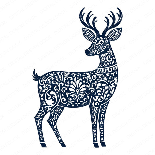 Folk Art Deer Clipart Set (DDD013686)