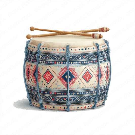 Folk Art Drum Clipart Set (DDD008529)