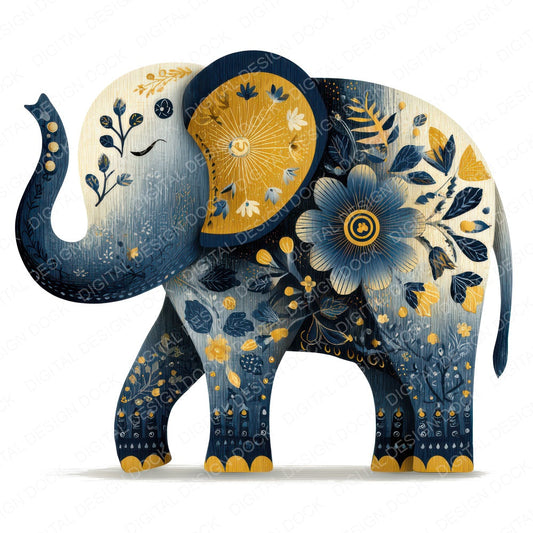 Folk Art Elephant Clipart Set (DDD008254)