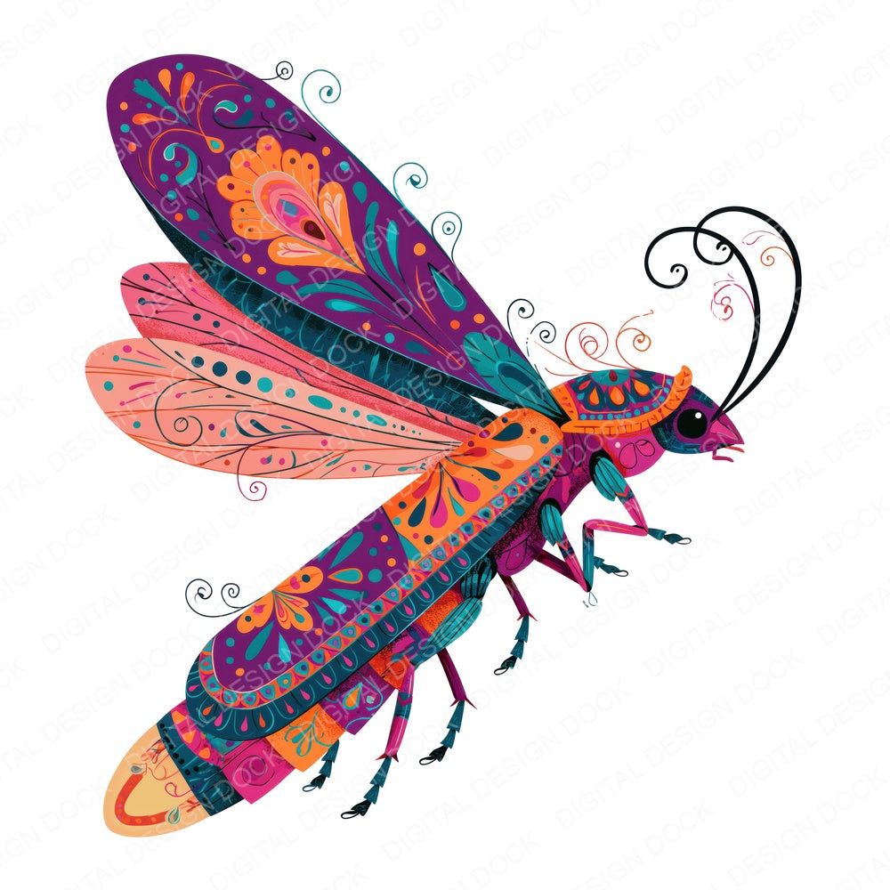 Folk Art Firefly Clipart Set (DDD013832)