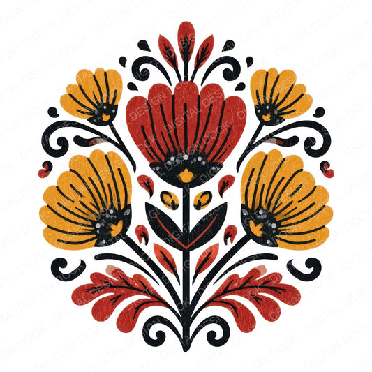 Folk Art Flower Bouquet Clipart Set (DDD013687)