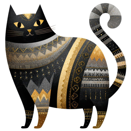 Folk Art Halloween Cat Clipart Set (DDD005493)
