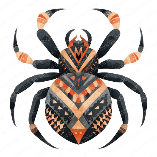 Folk Art Halloween Spider fussy cut sheet in US Letter format showing all 12 designs on one printable page