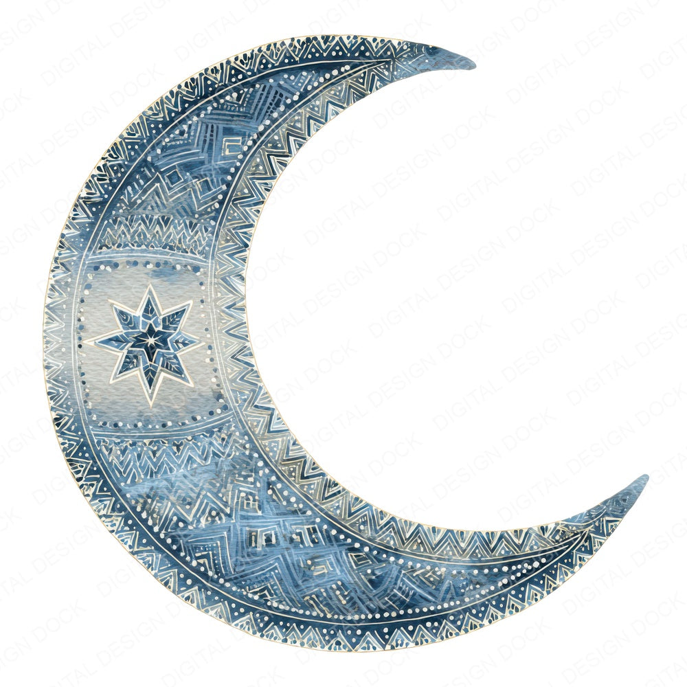 Folk Art Moon fussy cut sheet in US Letter format showing all 12 designs on one printable page