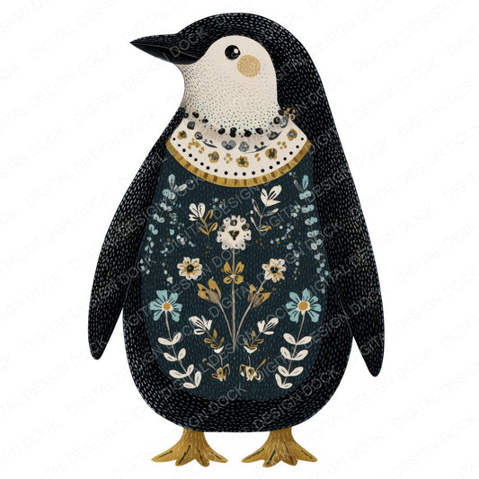 Folk Art Penguin Clipart Set (DDD008260)