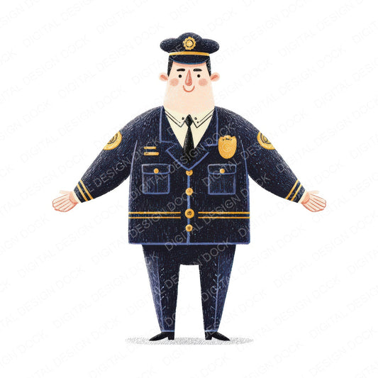 Folk Art Police Character Clipart Set (DDD008531)
