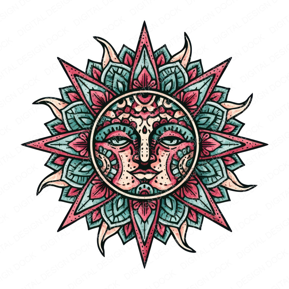Folk Art Sun Clipart Set (DDD013691)