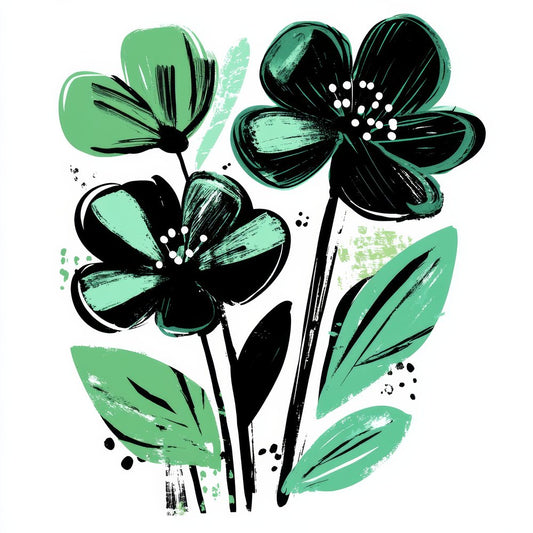 Forest Green Abstract Flowers Clipart Set (DDD005635)