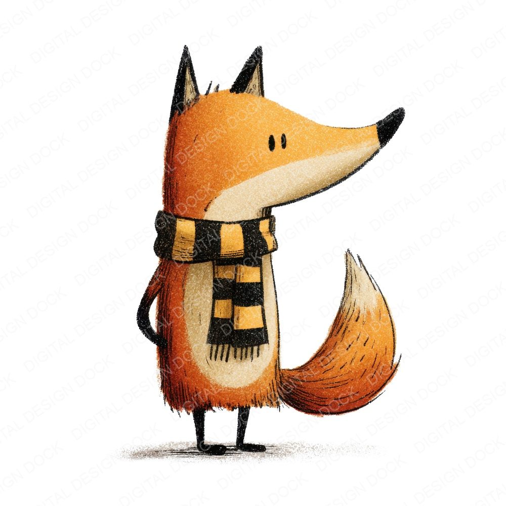 Fox Wearing Scarf Clipart Set (DDD005647)