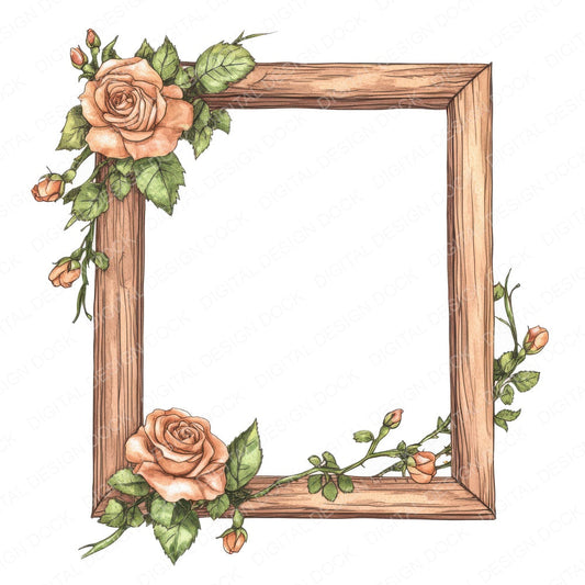 Frame with Rose Garland fussy cut sheet in US Letter format showing all 12 designs on one printable page