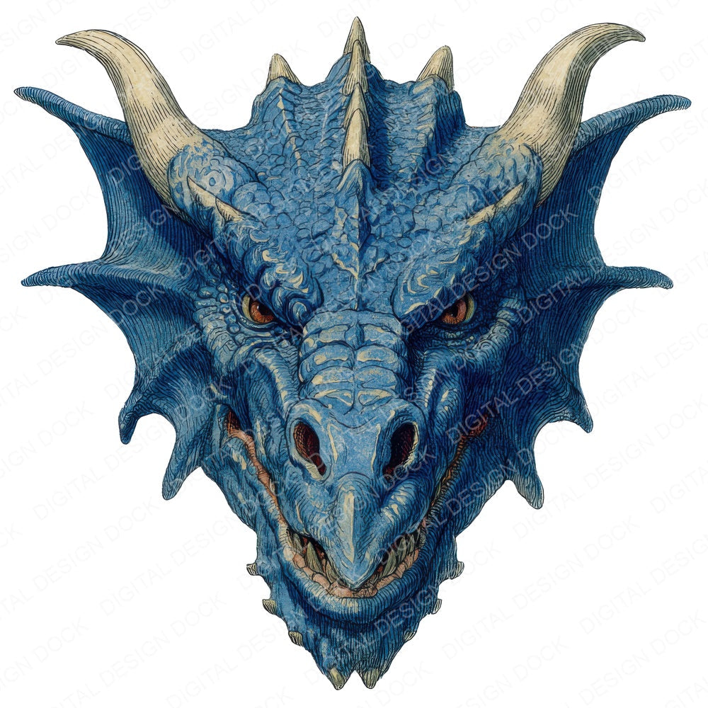 Front View Medieval Dragon fussy cut sheet in US Letter format showing all 12 designs on one printable page