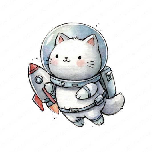Funny Astronaut Cat Character Clipart Set (DDD012649)