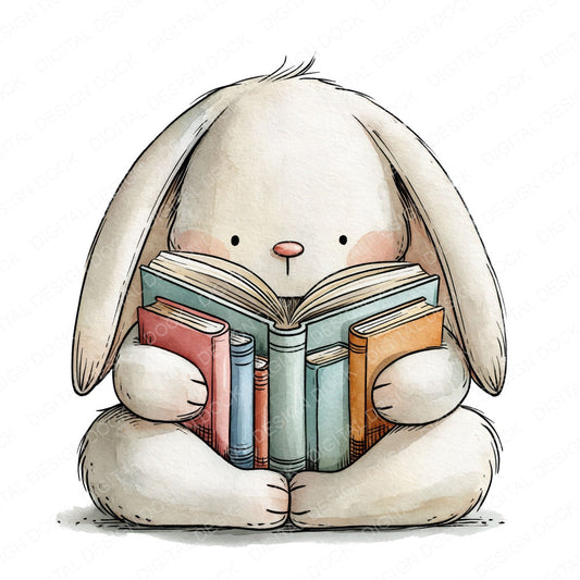 Funny Bookworm Bunny Character Clipart Set (DDD012650)