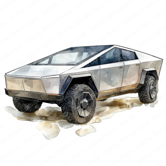Futuristic Car fussy cut sheet in US Letter format showing all 12 designs on one printable page