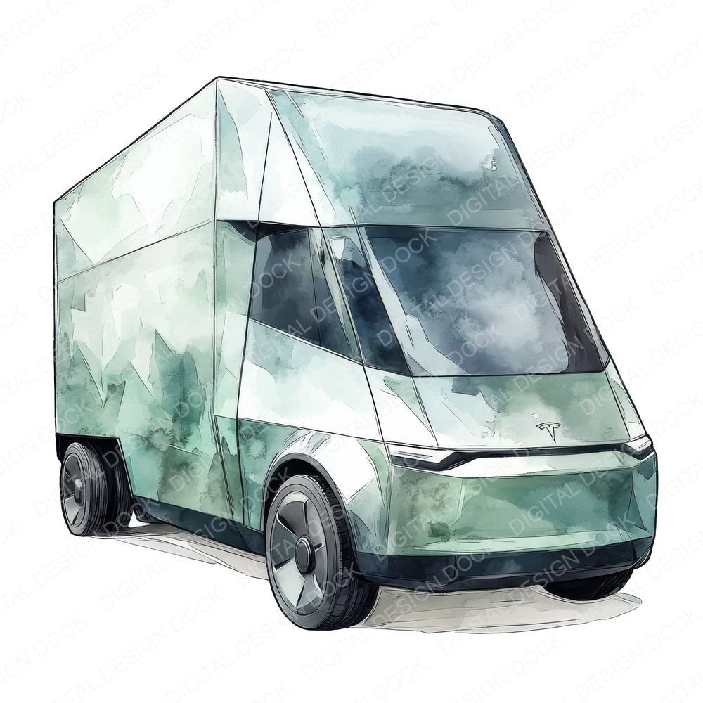 Futuristic Truck fussy cut sheet in US Letter format showing all 12 designs on one printable page