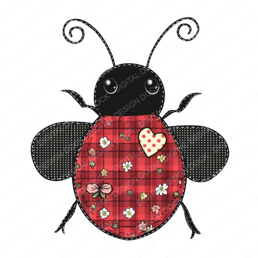 Gingham Patch Ladybird fussy cut sheet in US Letter format showing all 12 designs on one printable page