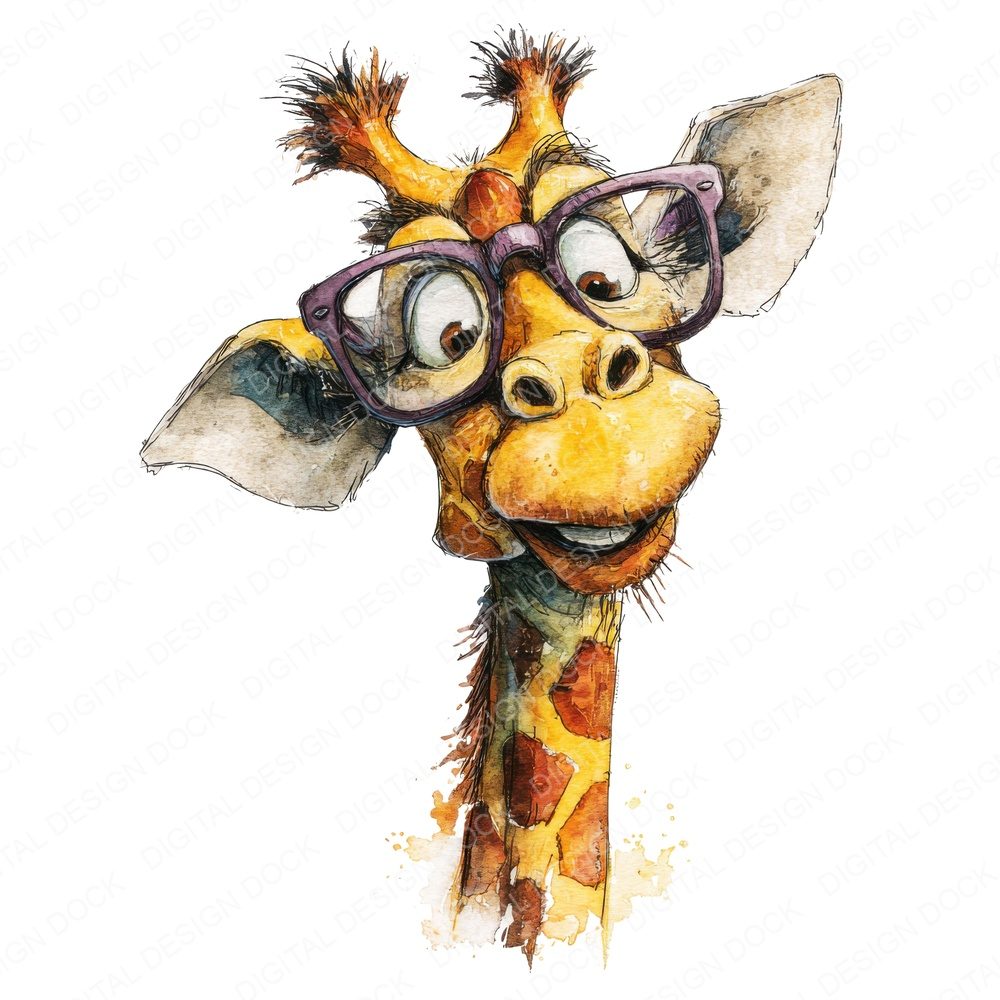 Giraffe Big Glasses Clipart Set (DDD005699)