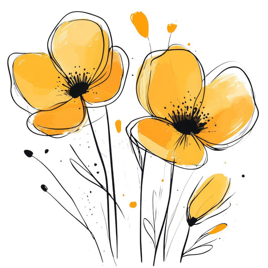 Goldenrod Yellow Abstract Flowers Clipart Set (DDD005728)