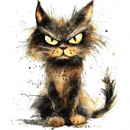 Grinning Crazy Cat fussy cut sheet in US Letter format showing all 12 designs on one printable page