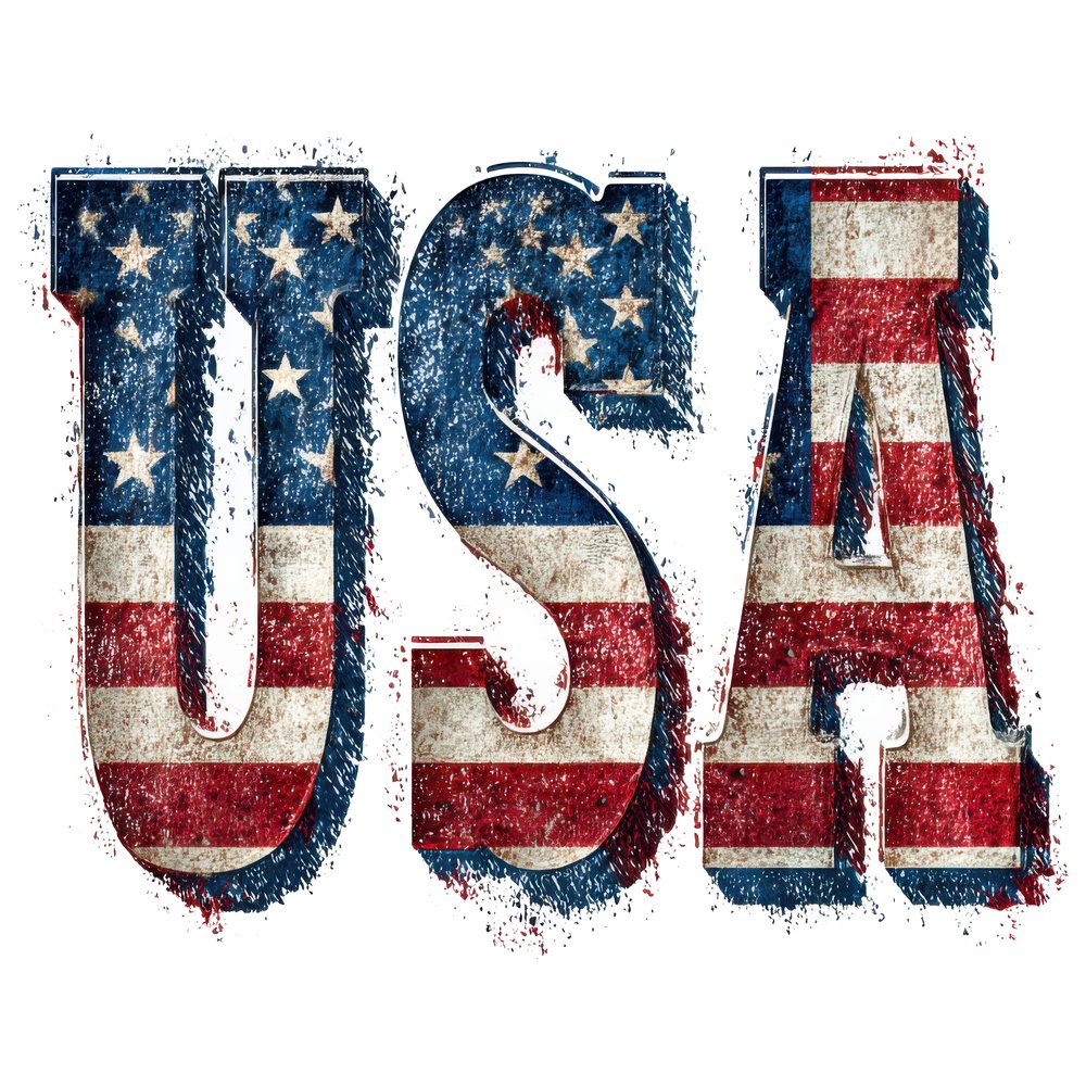 Grunge USA Flag Typography Clipart Set (DDD005767)