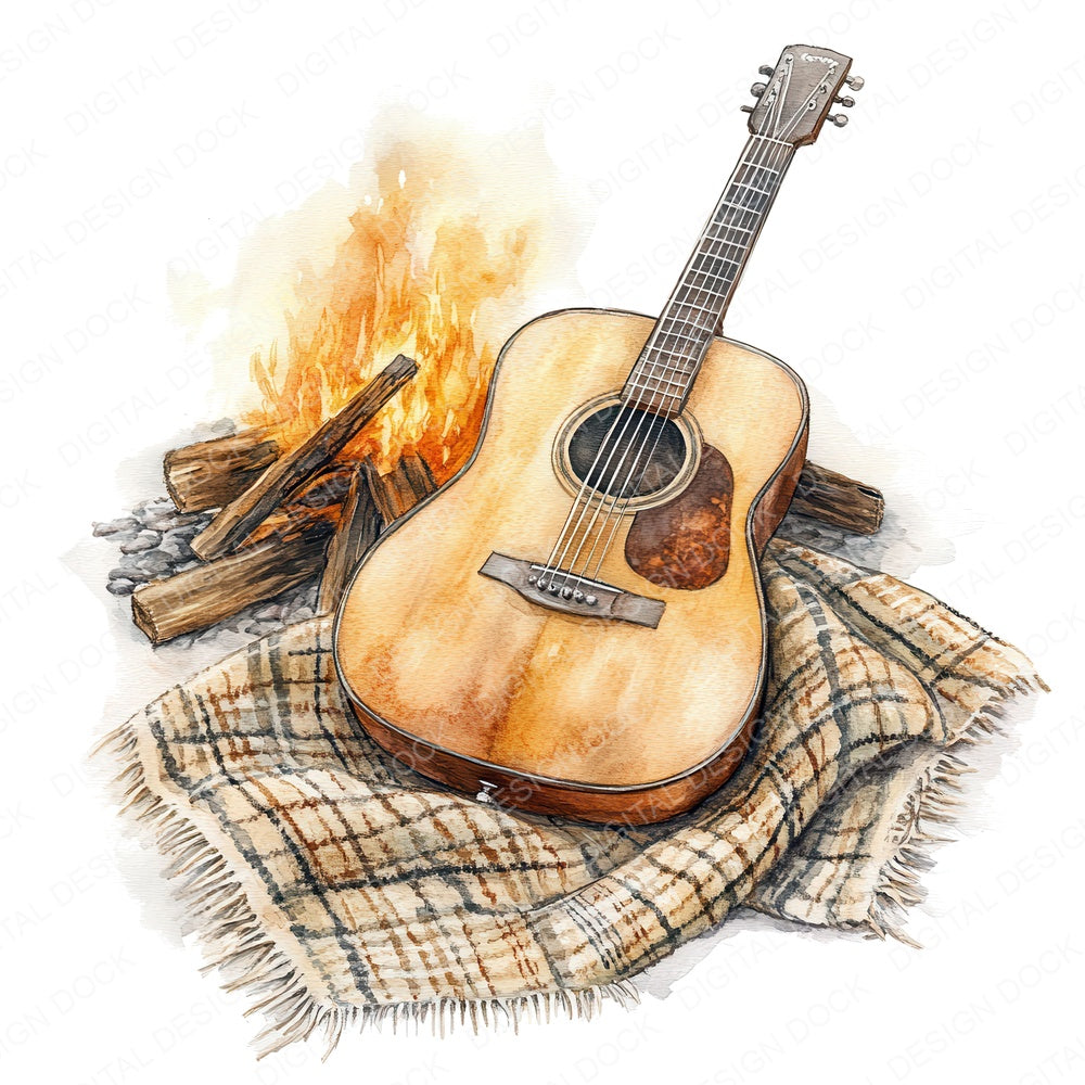 Guitar by the Fire fussy cut sheet in US Letter format showing all 12 designs on one printable page
