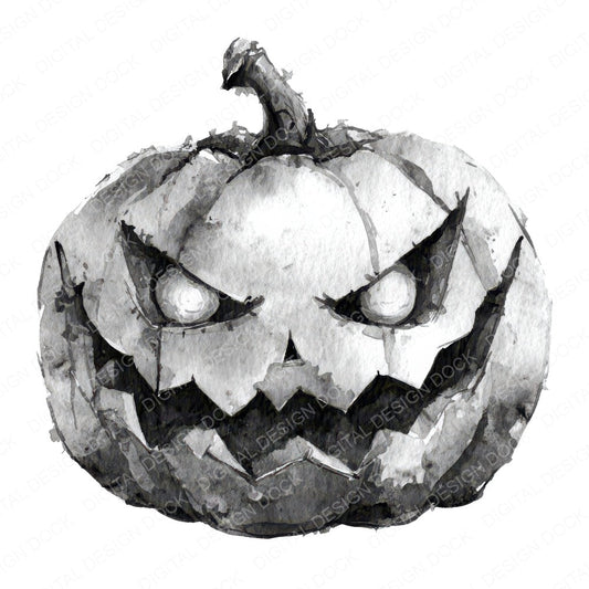 Halloween Black and White Pumpkin fussy cut sheet in US Letter format showing all 12 designs on one printable page