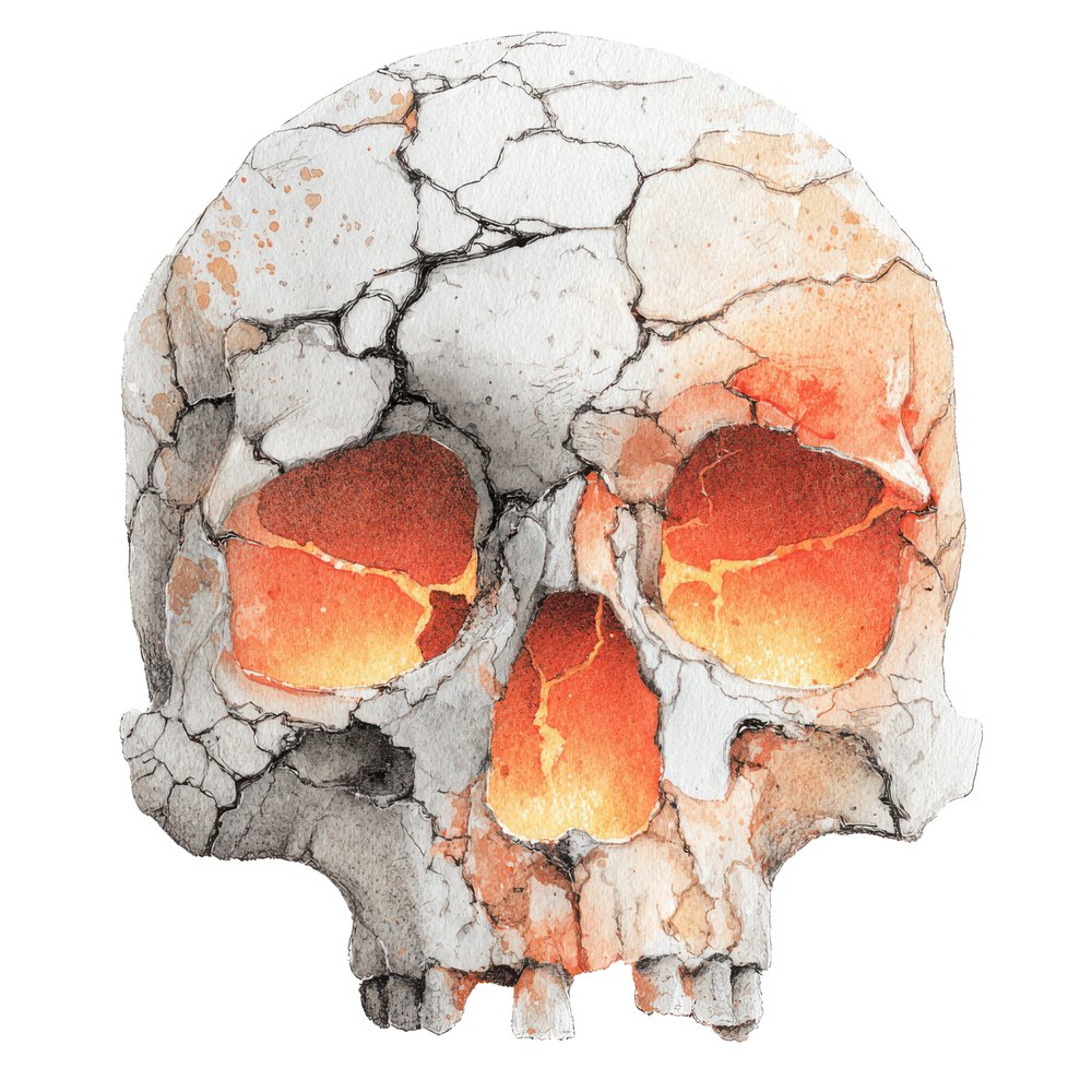 Halloween Watercolour Glowing Skull Clipart Set (DDD005784)