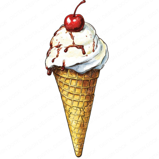 Ice Cream Cone fussy cut sheet in US Letter format showing all 12 designs on one printable page