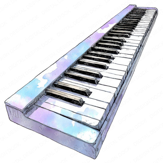 Illustrated Piano Keys fussy cut sheet in US Letter format showing all 12 designs on one printable page
