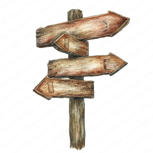 Imaginary Places Signpost fussy cut sheet in US Letter format showing all 12 designs on one printable page