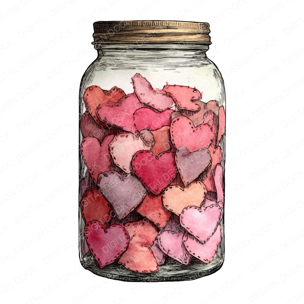 Jar Of Hearts fussy cut sheet in US Letter format showing all 12 designs on one printable page