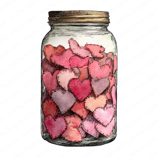 Jar Of Hearts fussy cut sheet in US Letter format showing all 12 designs on one printable page