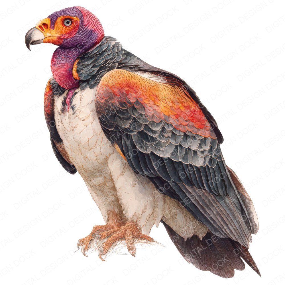 King Vulture Exotic Bird fussy cut sheet in US Letter format showing all 12 designs on one printable page