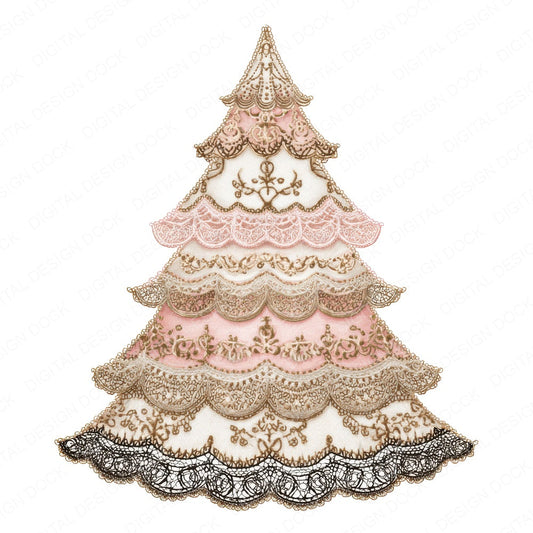 Lace Fabric Christmas Tree fussy cut sheet in US Letter format showing all 12 designs on one printable page