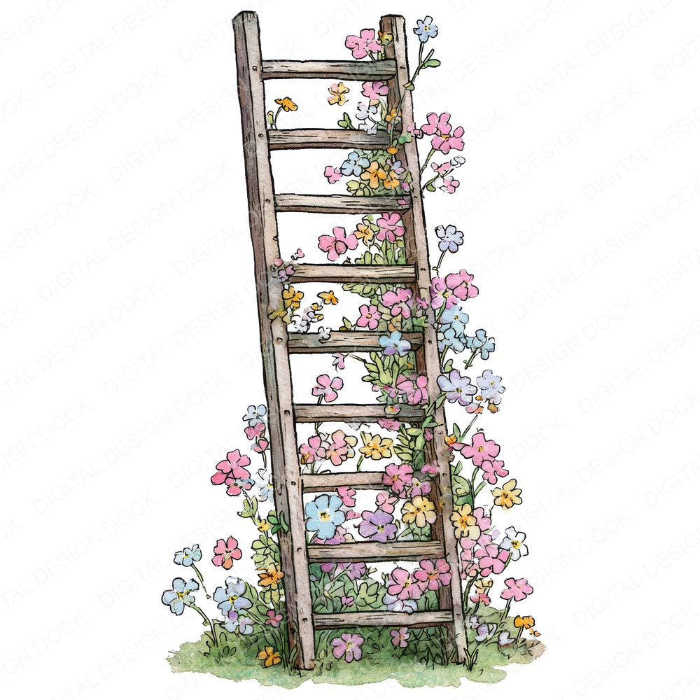 Ladder Wildflowers fussy cut sheet in US Letter format showing all 12 designs on one printable page