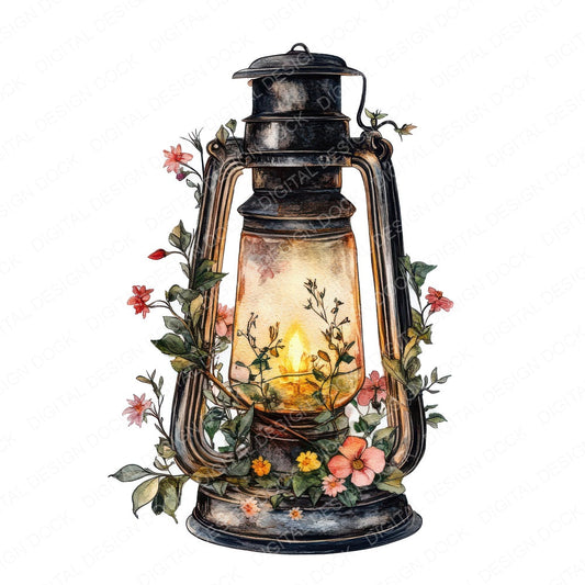Lantern Wrapped in Florals fussy cut sheet in US Letter format showing all 12 designs on one printable page