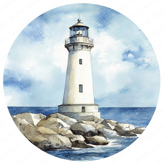Lighthouse Round Design fussy cut sheet in US Letter format showing all 12 designs on one printable page