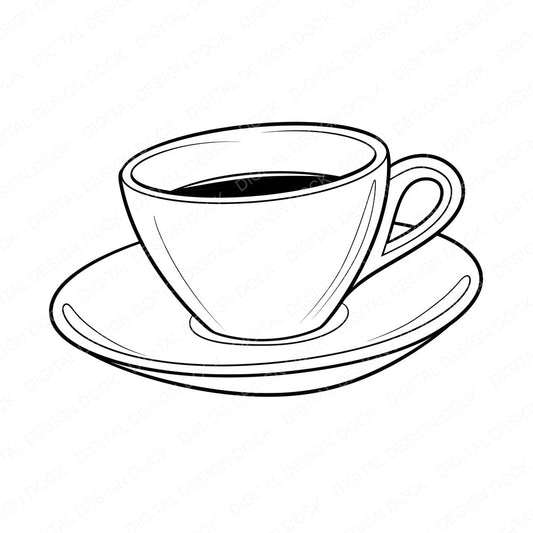 Line Art Coffee Cup Clipart Set (DDD014474)