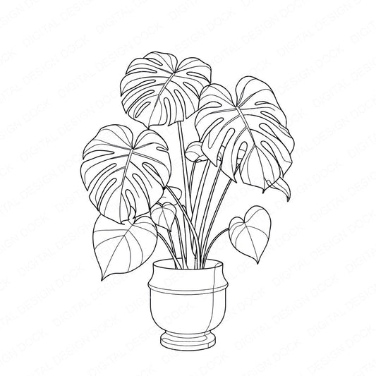 Line Art Houseplant Clipart Set (DDD014476)