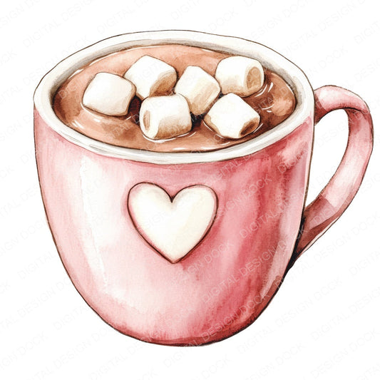 Love Hot Chocolate Mug fussy cut sheet in US Letter format showing all 12 designs on one printable page